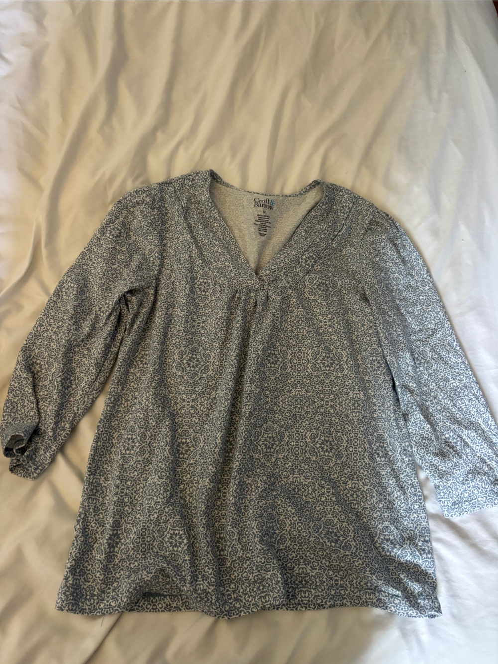 croft & barrow Blue Printed V-Neck Tunic Top